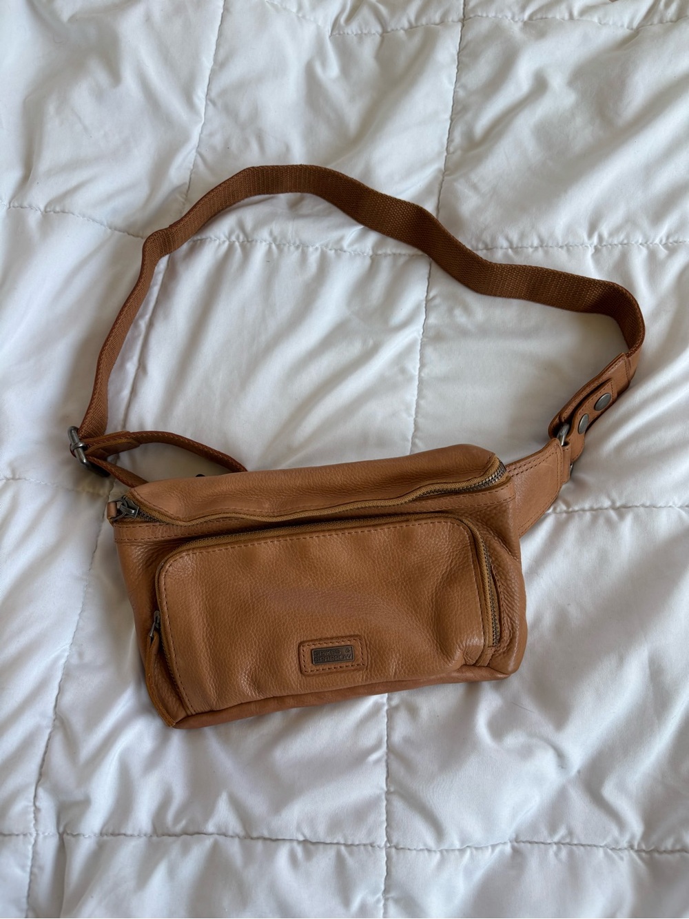 Spikes & Sparrow Tan Leather Belt Bag Fanny Pack Sling Cognac Genuine Waist Bag